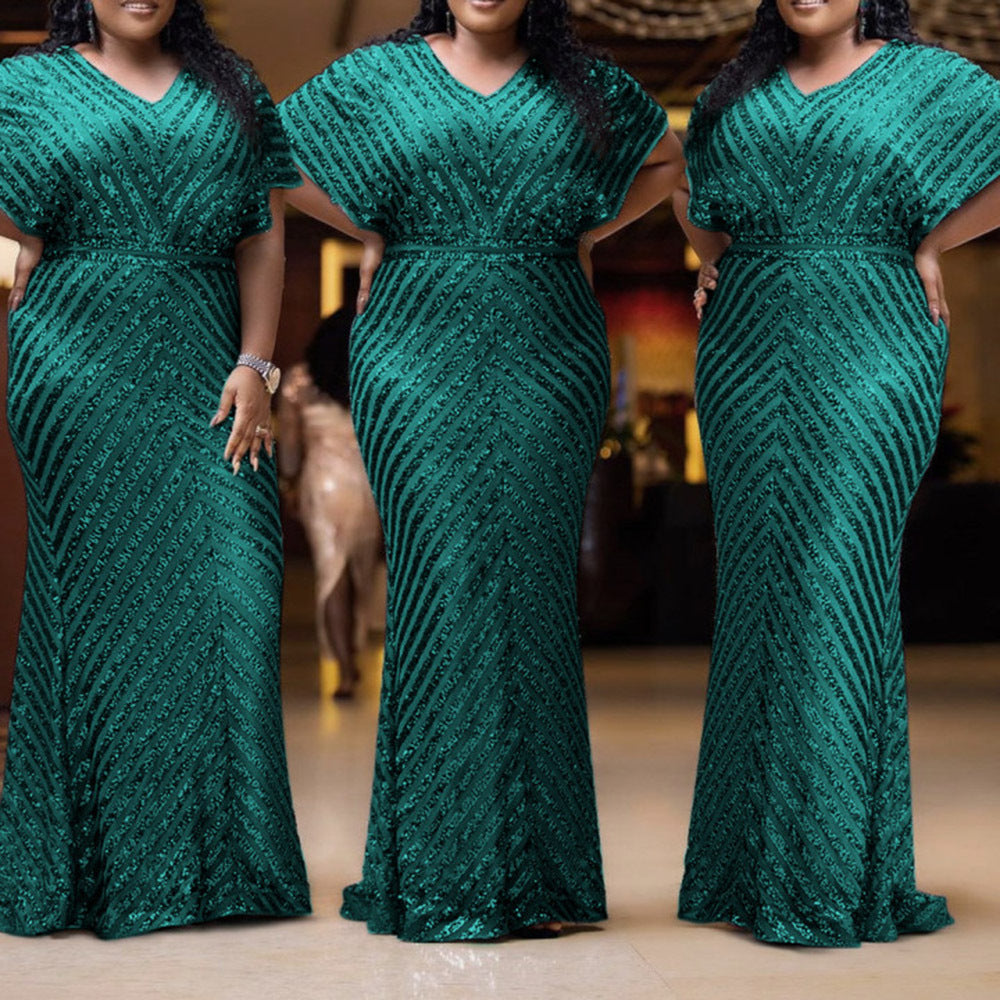 African Hot Style Commuter Twill Sequin Dress