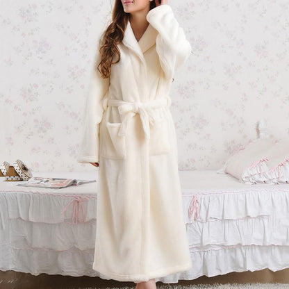 Coral Fleece Pajamas Pajamas Women Thickened Flannel Long-sleeved Men's Bathrobes Home Clothes