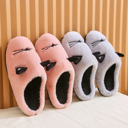 Winter New Coral Velvet Slippers Cartoon Cat Cotton Slippers Home Cotton Shoes Warm Slipper