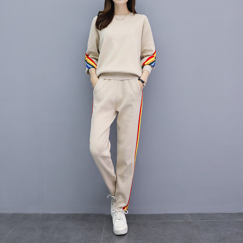 Long Sleeve Ice Silk Knitted Sportswear, Two Piece Sportswear