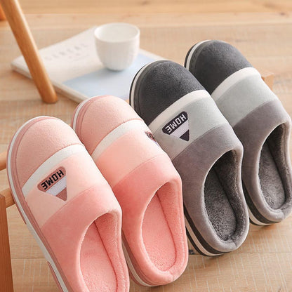 Thick Bottom Plus Velvet Non-Slip Plush Cotton Slippers For Men