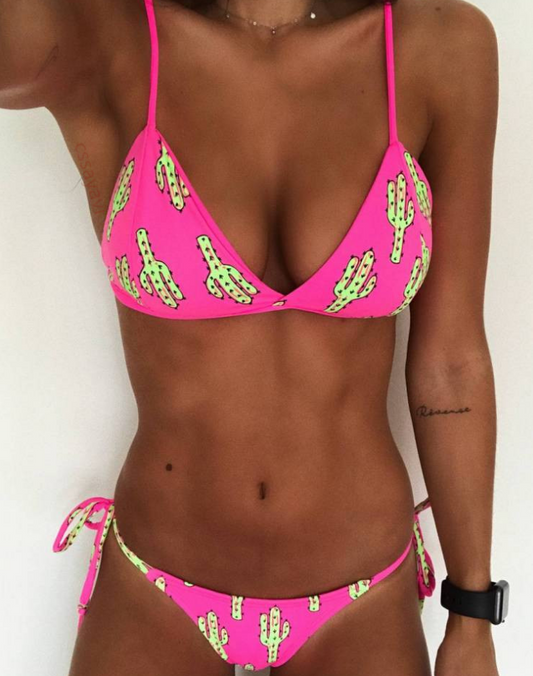 Sexy Cactus Print Bikini Brazilian Bikini 2022/2023 Cheeky Bikini Set Bathing Suits