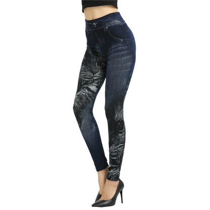 Women Leggings Plus size Faux Denim Jeans Leggings