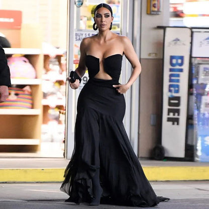 Kardashian Same Style Sexy Deep V Jumpsuit Tube Top