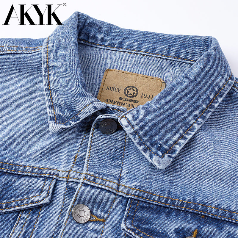 Akyk Spring and Autumn Denim Vest Man Vest Lapel Loose Oversized Waistcoat Casual Multi-Pocket Workwear Vest for Men