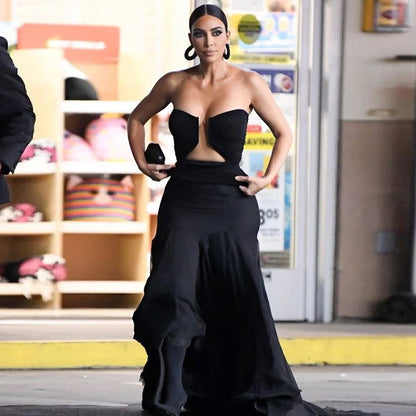 Kardashian Same Style Sexy Deep V Jumpsuit Tube Top