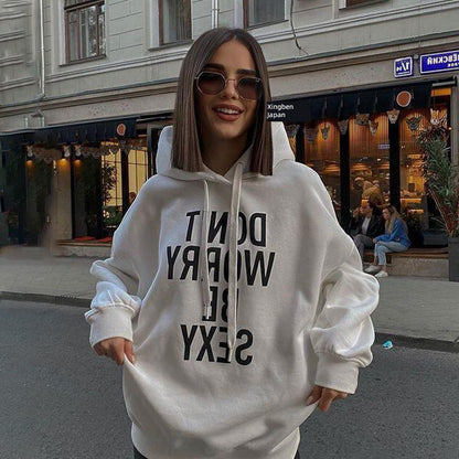 Fashion Ins Hot Girl Loose Velvet Padded Hooded Sweatshirt