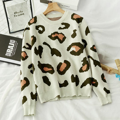 Beautiful Pink Leopard Short Pullover and Sweater Women 2020 Fall Winter Korean Elastic Knitted Jumper Female Knitwear