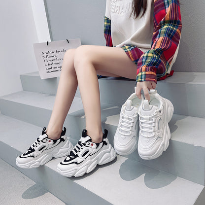 Women Sneakers Fashion Mesh Chunky Sneakers Casual Shoes Summer Comfortable Thick Sole White Dad Shoes