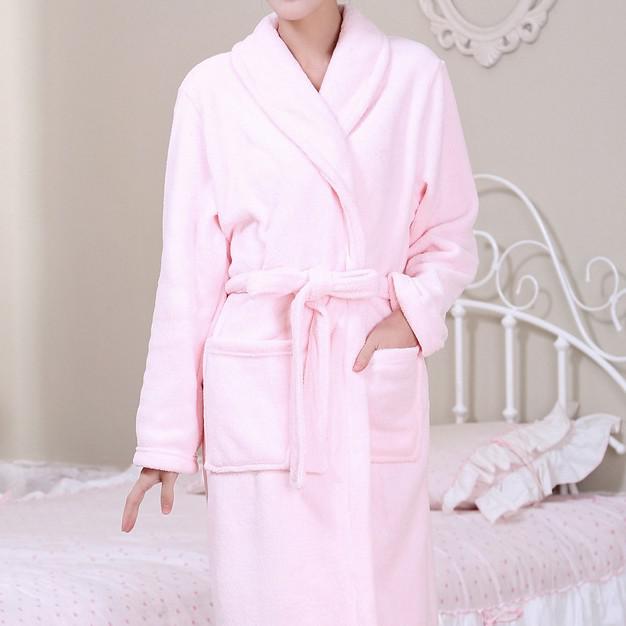 Coral Fleece Pajamas Pajamas Women Thickened Flannel Long-sleeved Men's Bathrobes Home Clothes