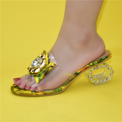 New Fashion Transparent Sandals High Heels Slippers