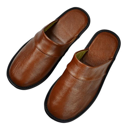 Cowhide Slippers Baotou Home Men And Women Elderly