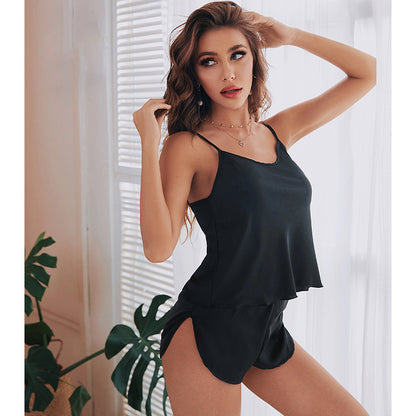 Yaoting New Home Set Satin Camisole Pajamas Women