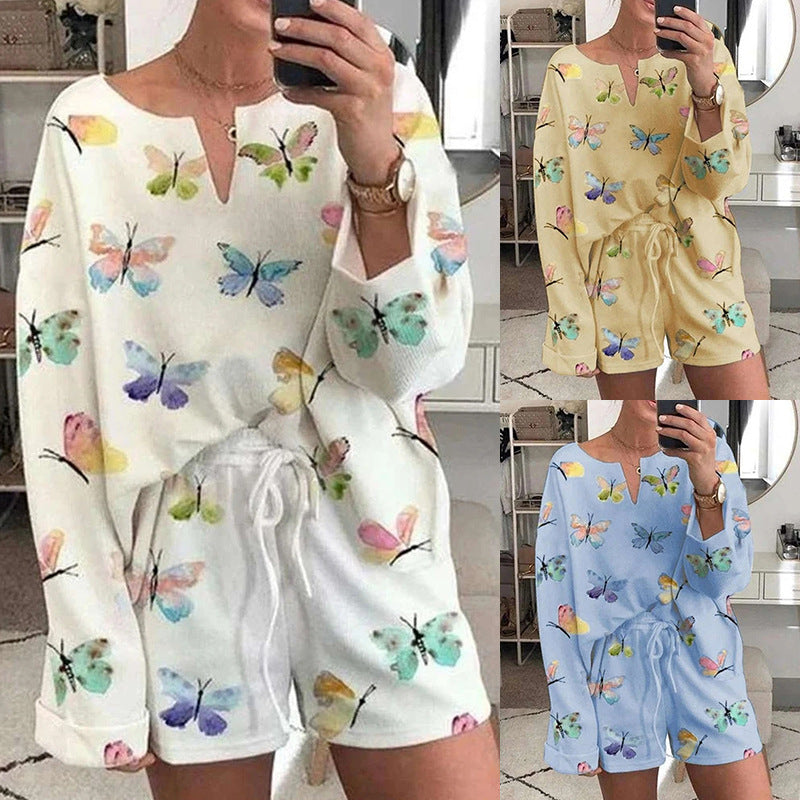 Women Casual Printed Pajamas And Home Wear Suits