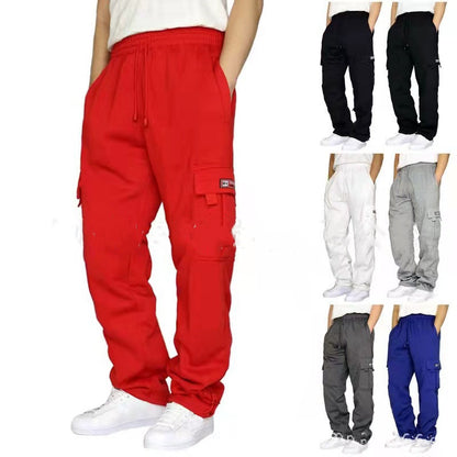 Men Pants Sweatpants Stretch Elastic Waist Jogger Sports Pants Drawstring Trousers