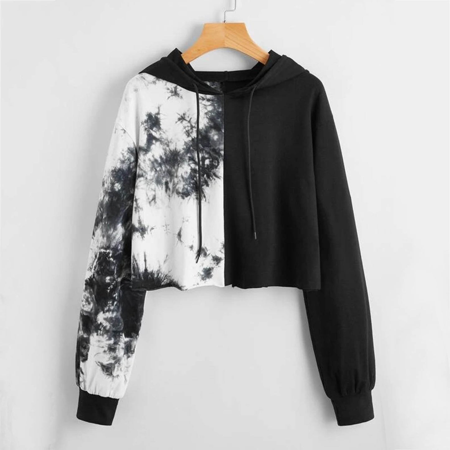 Hoodies Women Rainbow Tie Dye Print Women's Sweatshirt 2021 Autumn Cropped Hoodie Harajuku Streetwear Crop Top Hoodie Moletom