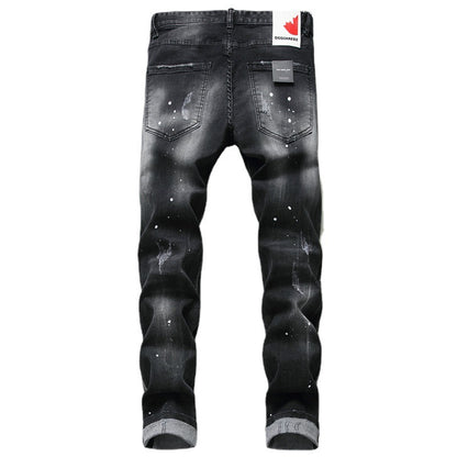 men jeans famous D2 Men slim jeans pants mens denim trousers zipper blue hole Pencil Pants