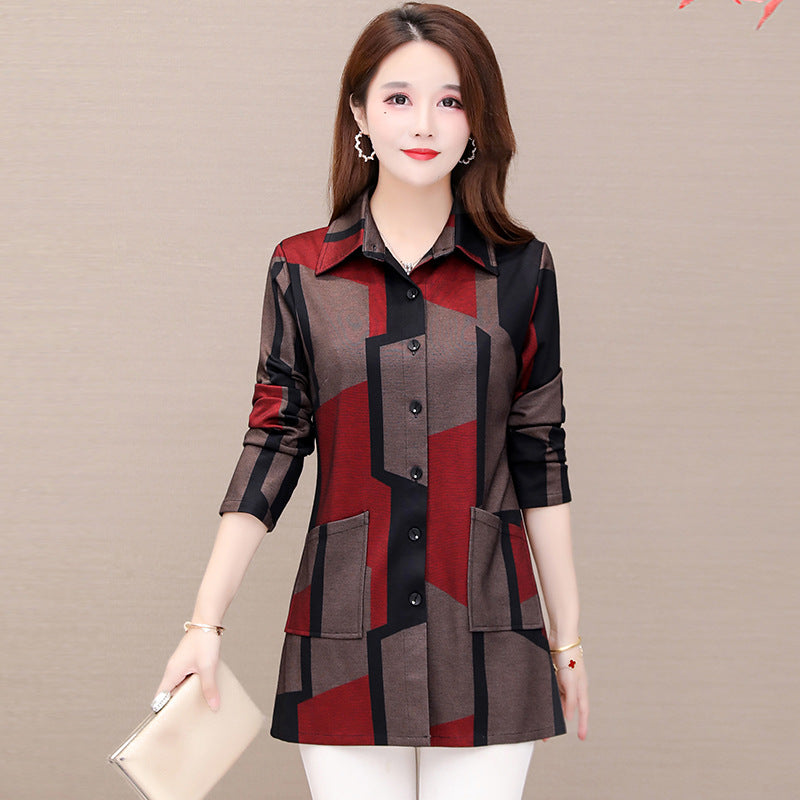 Women's Long-Sleeved Shirt Slim Slimming Blouse Women